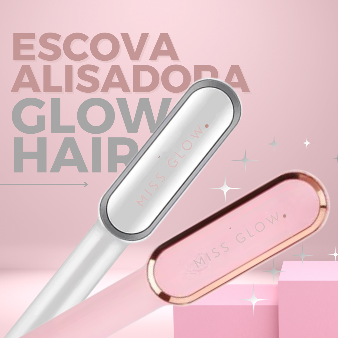 Escova Alisadora Miss Glow 5 em 1 - Alisa, Seca, Hidrata, Modela e Anti-Frizz