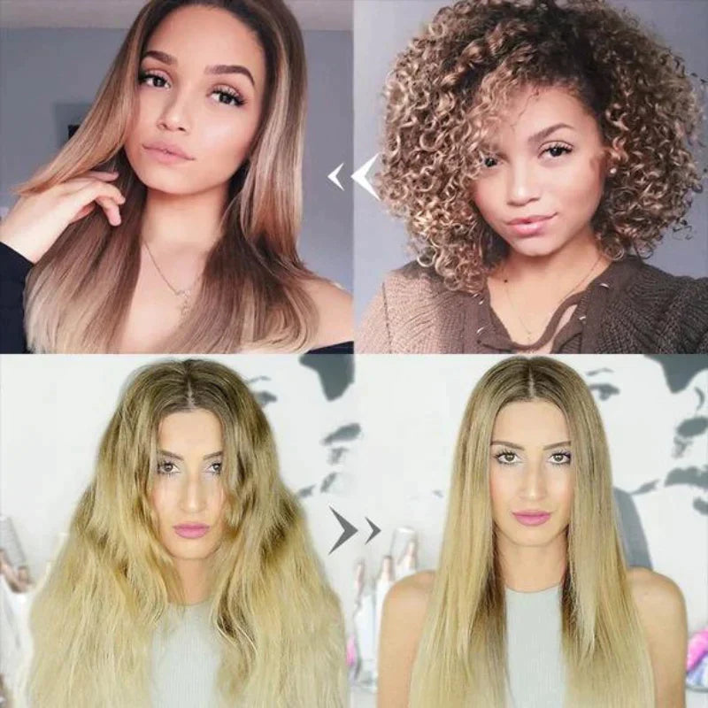 Escova Alisadora Miss Glow 5 em 1 - Alisa, Seca, Hidrata, Modela e Anti-Frizz