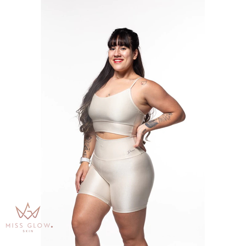 Conjunto Fitness Miss Glow Top + Shorts Canelado {COMPRE 1 LEVE 2} + BRINDE