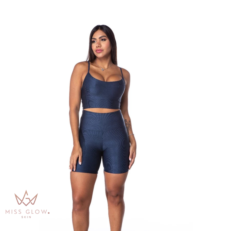 Conjunto Fitness Miss Glow Top + Shorts Canelado {COMPRE 1 LEVE 2} + BRINDE