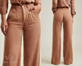 [COMPRE 1 LEVE 2] Calça Modeladora Pantalona 100% Linho Premium