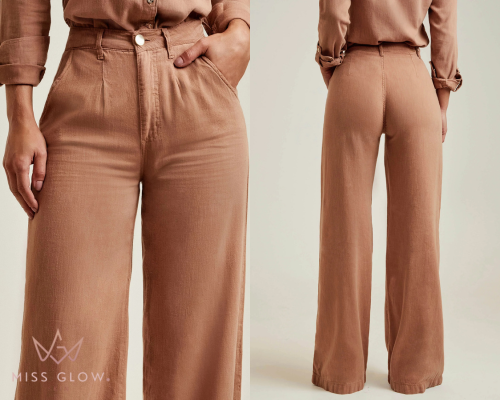 [COMPRE 1 LEVE 2] Calça Modeladora Pantalona 100% Linho Premium