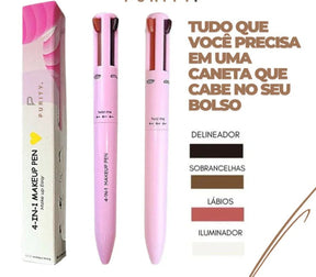 Makeup PEN 4 em 1: Delineador, Sobrancelha, Iluminador, Batom & Blush