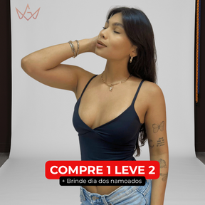 Top Cropped Glam V - Alça Fina e Decote Sensual [COMPRE 1 LEVE 2] + Brinde Dia dos Namorados
