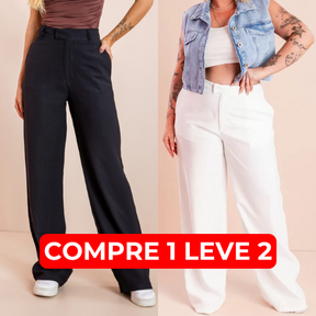 Calça Pantalona Alfaiataria Preta Dominique {PAGUE 1 LEVE 2}
