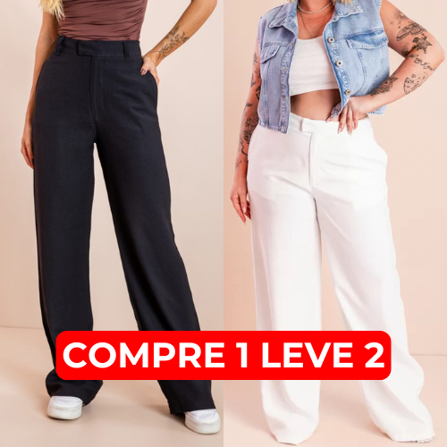 Calça Pantalona Alfaiataria Preta Dominique {PAGUE 1 LEVE 2}