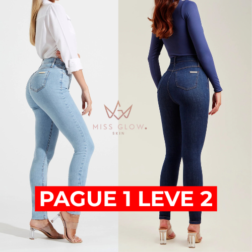 Calça Jeans Modeladora Skinny Cós Super Alto {PAGUE 1 LEVE 2} + BRINDE