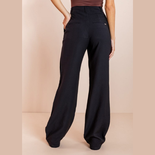 Calça Pantalona Alfaiataria Preta Dominique {PAGUE 1 LEVE 2}